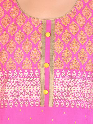 pink cotton a-line kurta - 14448129 - Standard Image - 4