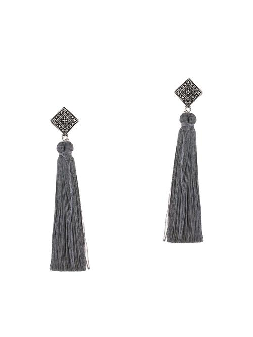 grey metal tassel earrings - 14448691 - Very Small Image - 1