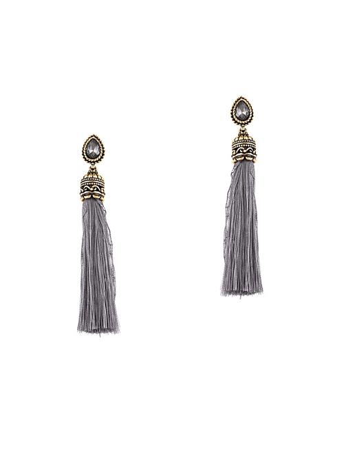 grey metal drop earrings - 14448693 - Very Small Image - 1
