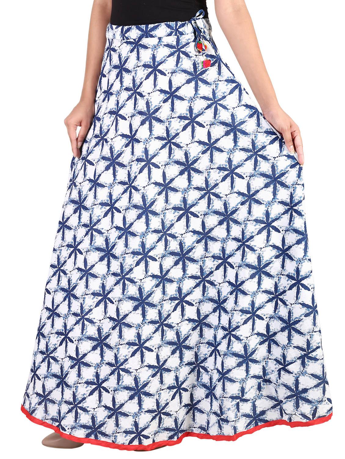 indigo blue cotton a-line skirt - 14450147 - Zoom Image - 1