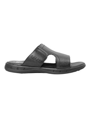 red chief black leather slip on slippers - 14450778 - Standard Image - 2