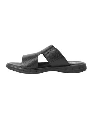 red chief black leather slip on slippers - 14450778 - Standard Image - 3