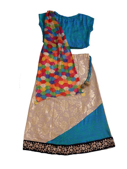 blue printed lehnga choli - 14451211 - Standard Image - 1