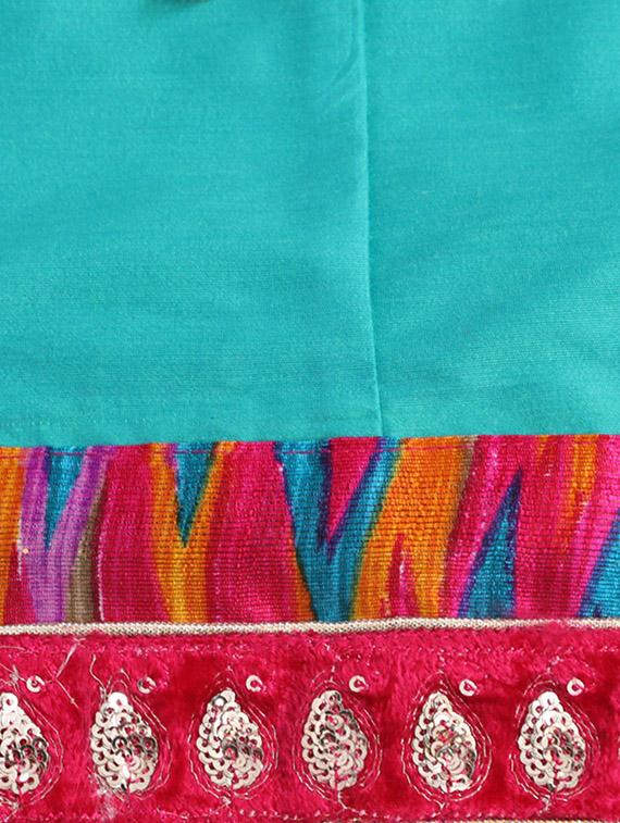 blue cotton blend lehnga choli - 14451214 - Zoom Image - 3