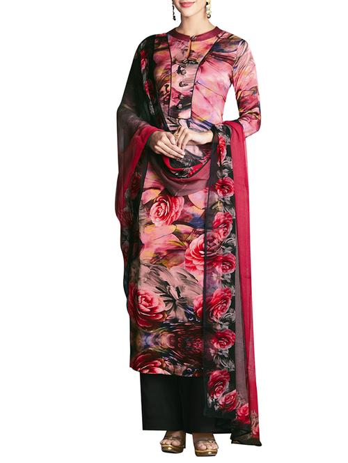 pink palazzo unstitched suit - 14451330 - Very Small Image - 1
