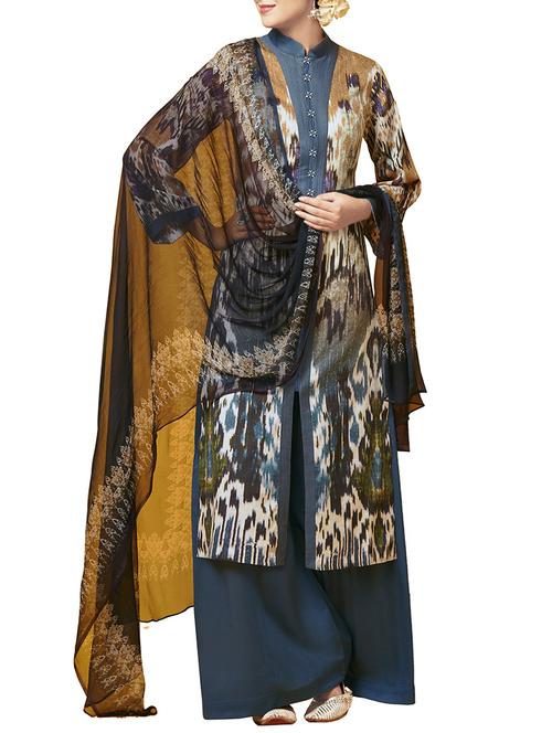 multi colored cotton palazzo suit dress material - 14451334 - Very Small Image - 1
