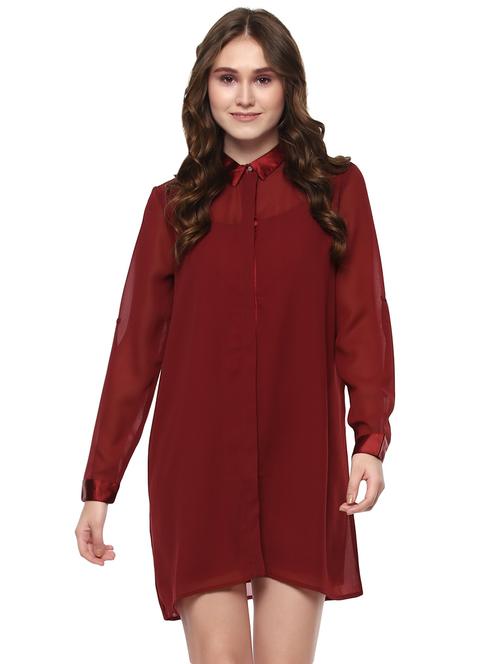 solid red shirt dress - 14451709 - Standard Image - 1
