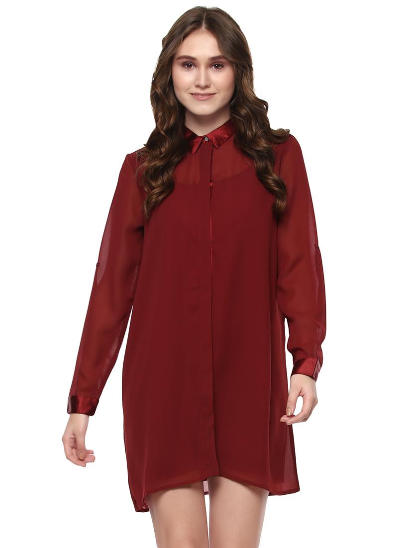 solid red shirt dress - 14451709 - Zoom Image - 1
