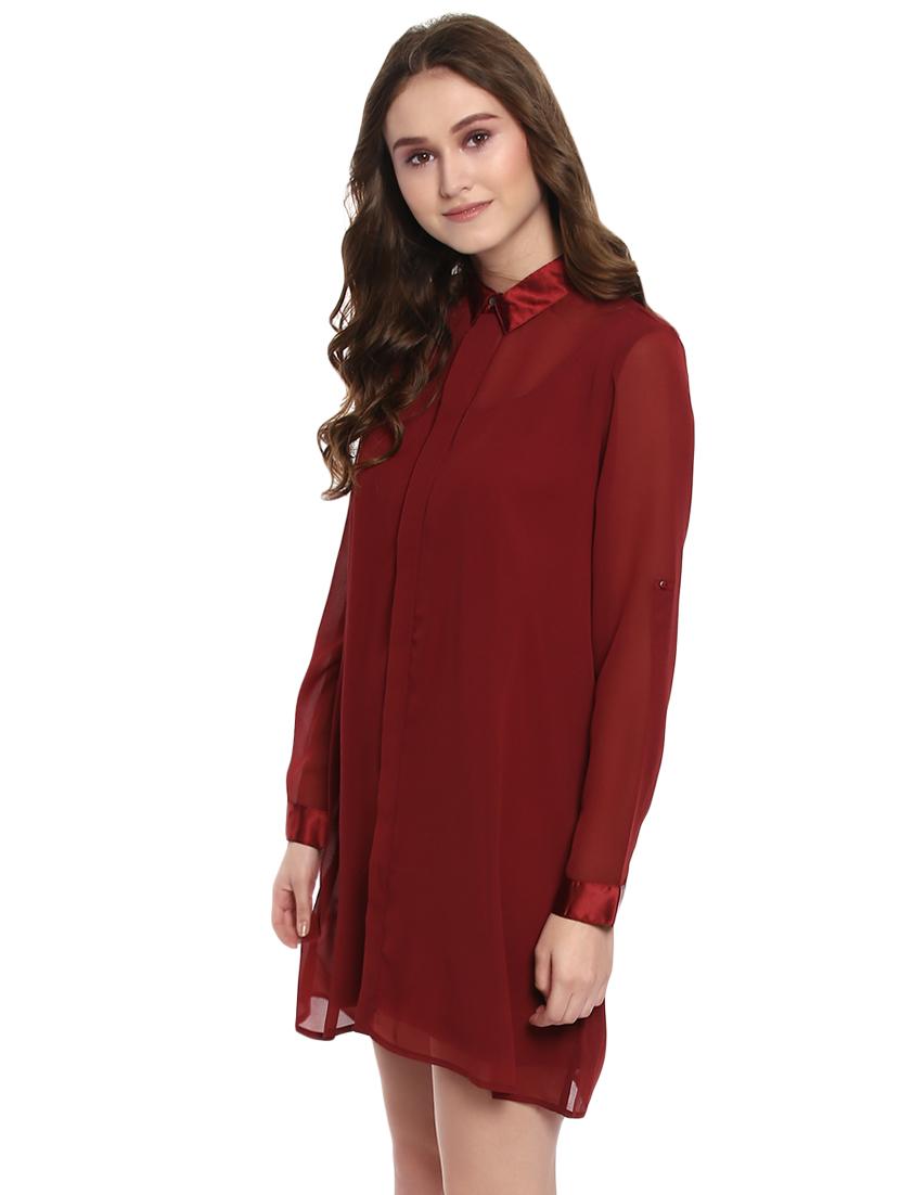 solid red shirt dress - 14451709 - Zoom Image - 2