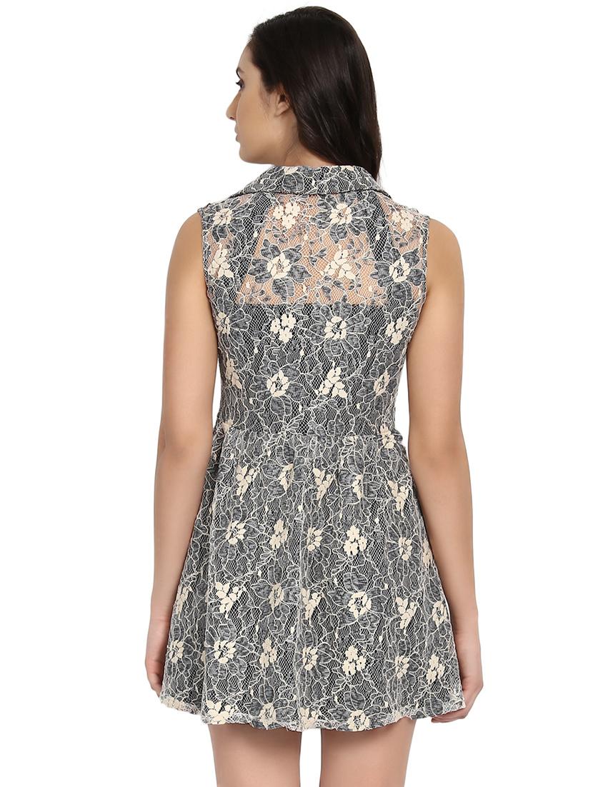 grey fit & flare dress - 14451716 - Zoom Image - 4