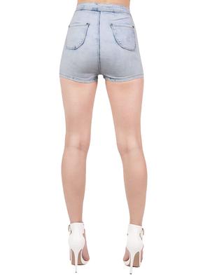 light blue cotton denim shorts - 14453072 - Standard Image - 3
