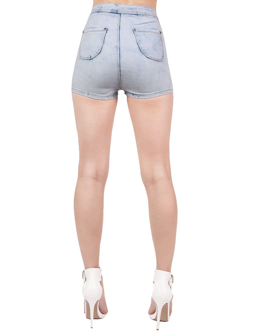 light blue cotton denim shorts - 14453072 - Zoom Image - 3