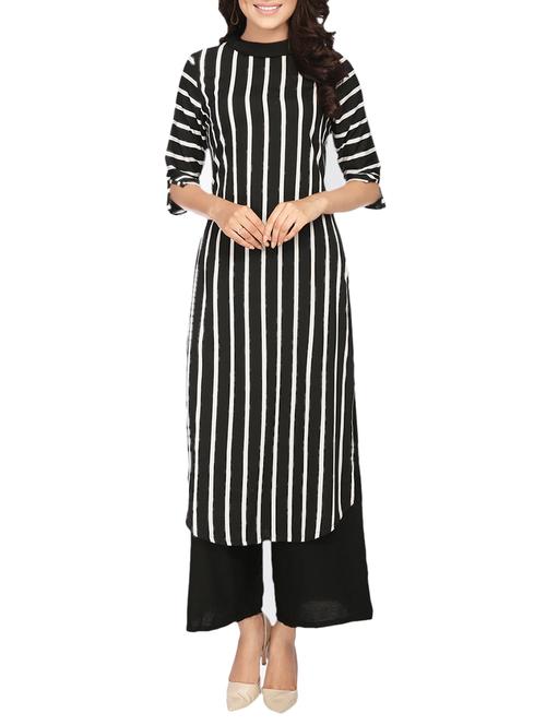 black crepe straight kurta - 14453094 - Very Small Image - 1