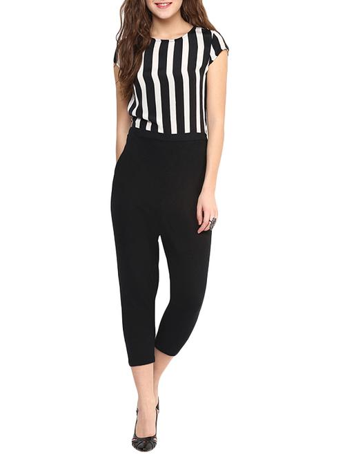 black striped 3/4 jumpsuit - 14453110 - Very Small Image - 1