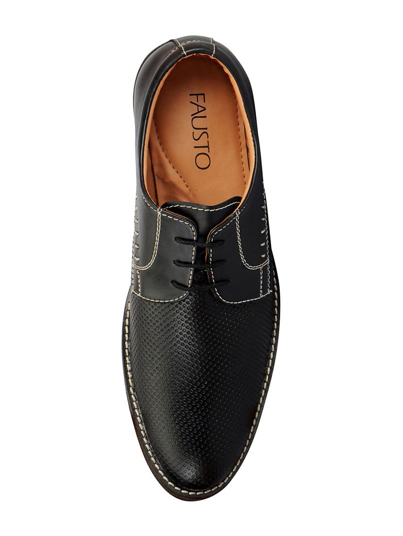 black leatherette lace-up derby - 14453440 - Zoom Image - 3