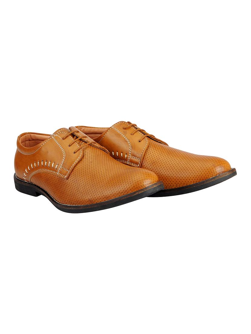 tan leatherette lace-up derby - 14453443 - Zoom Image - 2