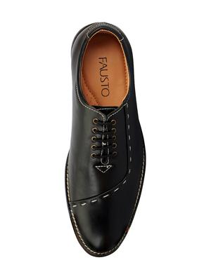 black leatherette lace-up oxford - 14453448 - Standard Image - 3