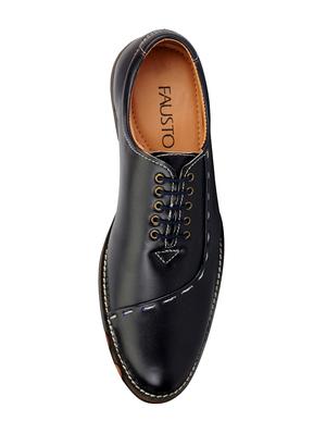 blue leatherette lace-up oxford - 14453449 - Standard Image - 3