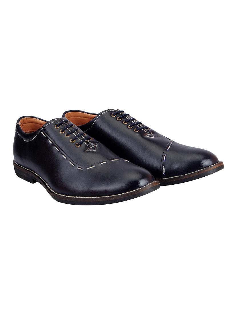 blue leatherette lace-up oxford - 14453449 - Zoom Image - 2