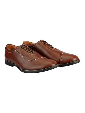 brown leatherette lace-up oxford - 14453450 - Standard Image - 2