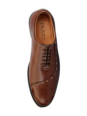 brown leatherette lace-up oxford - 14453450 - Standard Image - 3