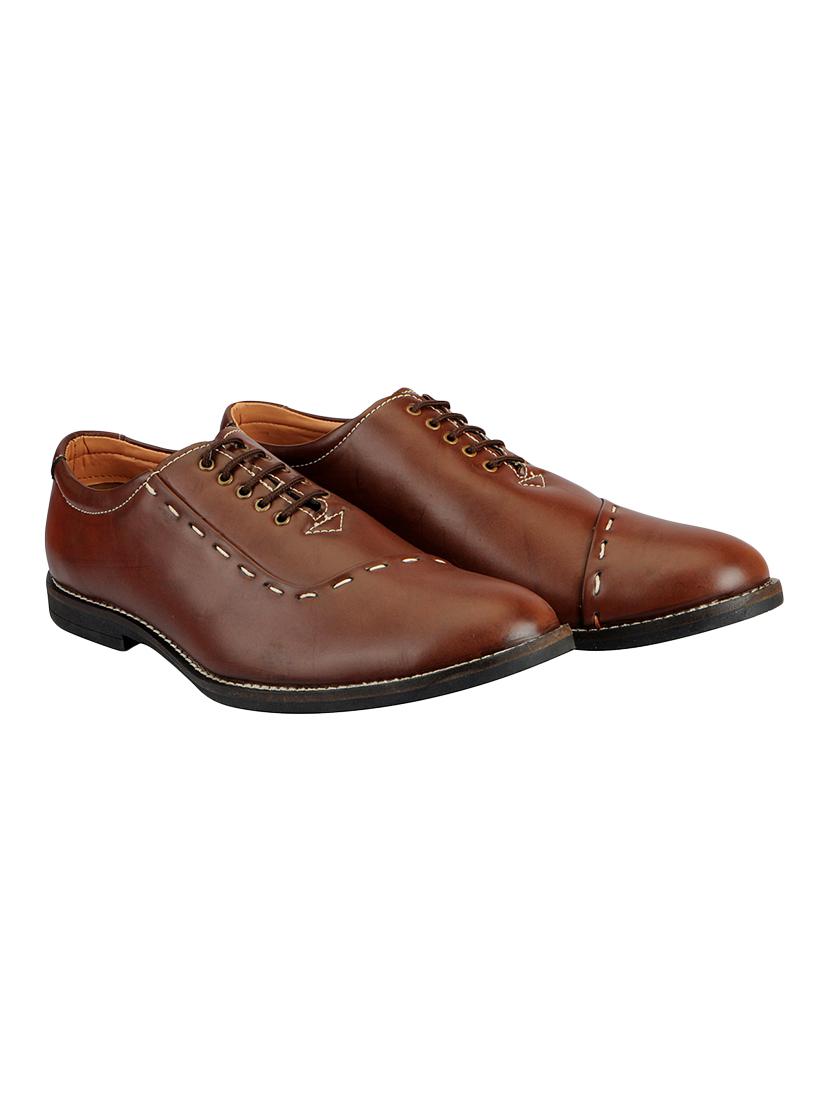 brown leatherette lace-up oxford - 14453450 - Zoom Image - 2