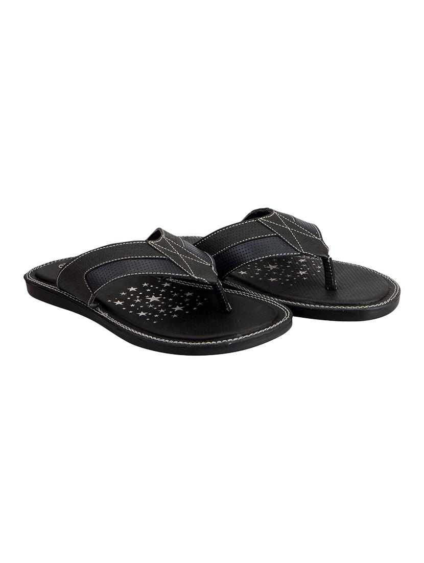 black leatherette toe separator slippers - 14453464 - Zoom Image - 2