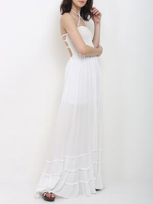white cotton backless dress - 14453603 - Standard Image - 2