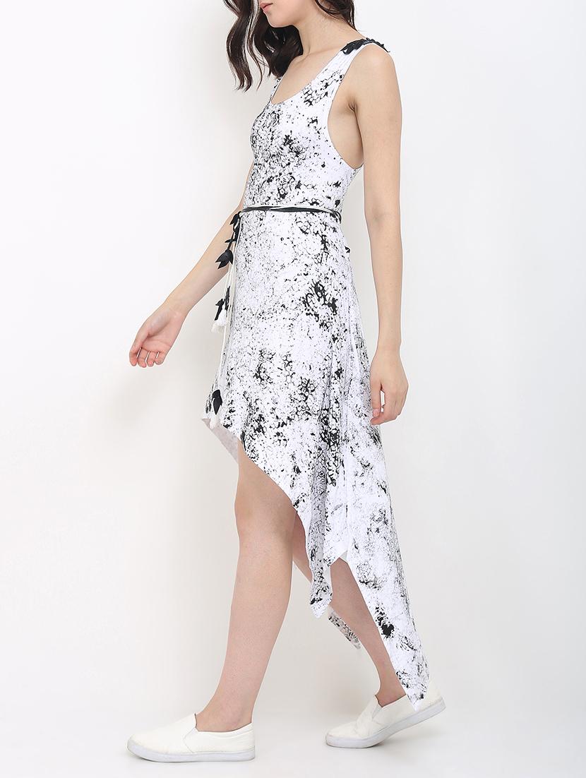 white block printed asymmetric dress - 14453691 - Zoom Image - 2