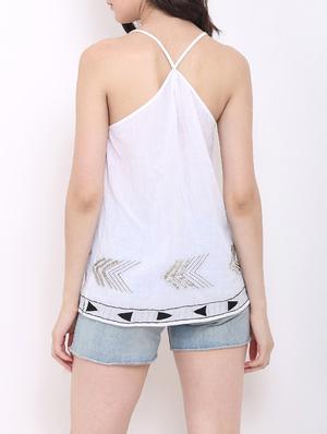 white embellished cotton top - 14453715 - Standard Image - 3