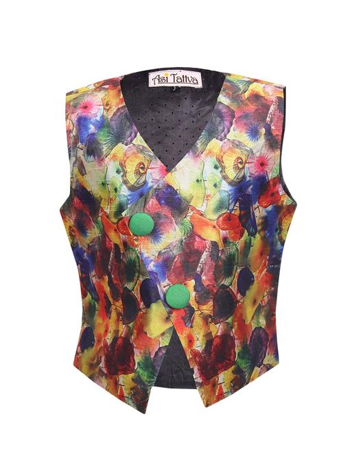 multi colored cotton waistcoat - 14454212 - Standard Image - 1