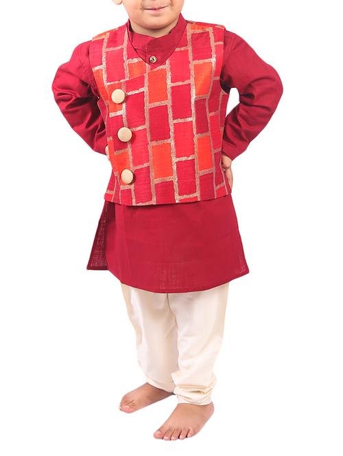 red cotton kurta set - 14454217 - Very Small Image - 1