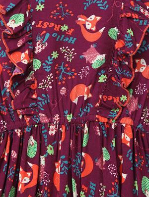 frill trim fox print dress - 14454263 - Standard Image - 3