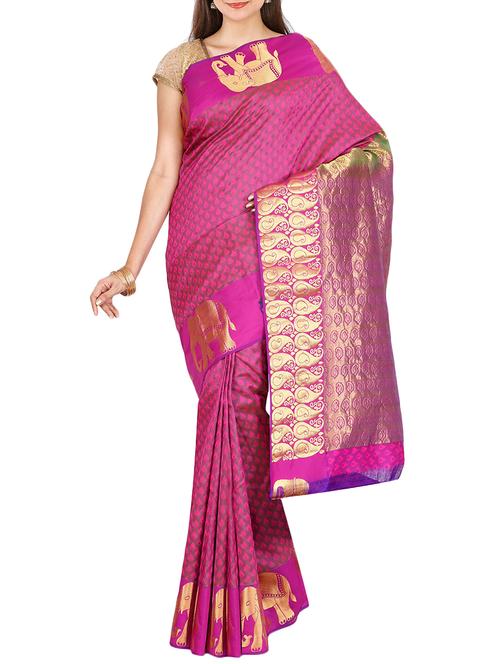 The Chennai Silks purple kanjivaram saree with blouse - 14454325 - Very Small Image - 1