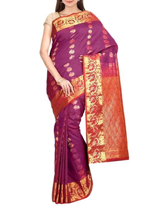 The Chennai Silks purple kanjivaram saree with blouse - 14454332 - Very Small Image - 1