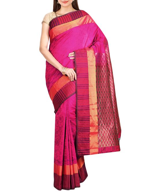 The Chennai Silks pink kanjivaram saree with blouse - 14454339 - Very Small Image - 1