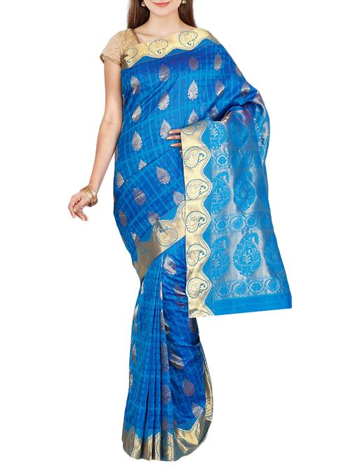 The Chennai Silks blue kanjivaram saree - 14454343 - Very Small Image - 1