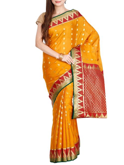 The Chennai Silks mustard mysore silk saree with blouse - 14454365 - Very Small Image - 1