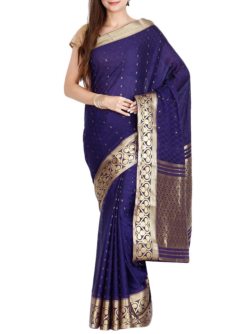 The Chennai Silks blue mysore silk saree with blouse - 14454366 - Zoom Image - 1