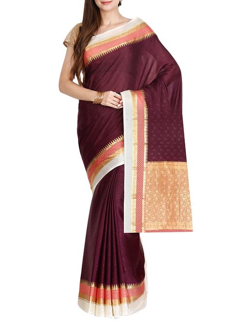 The Chennai Silks purple mysore silk saree with blouse - 14454368 - Very Small Image - 1