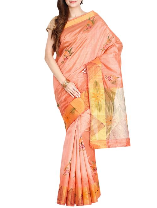 The Chennai Silks peach banarasi saree with blouse - 14454379 - Standard Image - 1