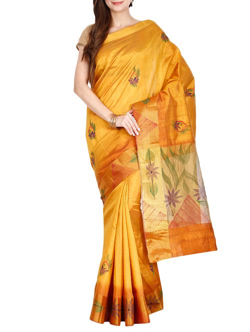 The Chennai Silks mustard banarasi saree - 14454381 - Very Small Image - 1