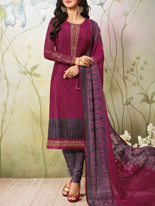 pink crepe salwar suit semistitched - 14455037 - Very Small Image - 1