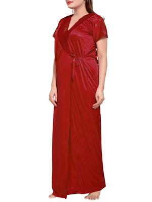 red colored robe & nighty set - 14455177 - Standard Image - 8