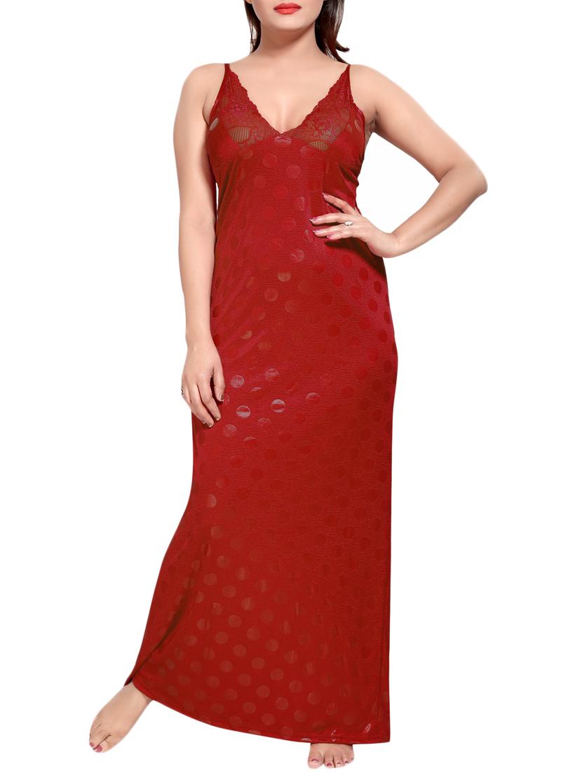 red colored robe & nighty set - 14455177 - Zoom Image - 3