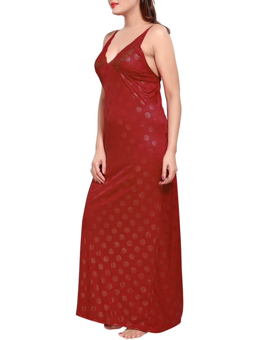 red colored robe & nighty set - 14455177 - Zoom Image - 5