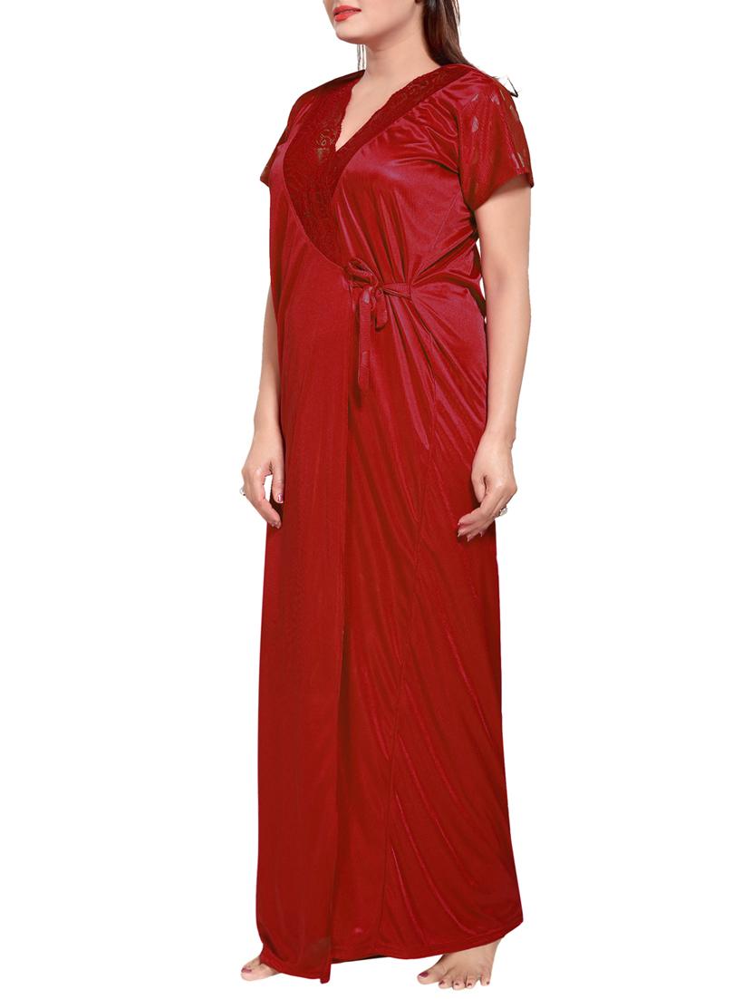 red colored robe & nighty set - 14455177 - Zoom Image - 8