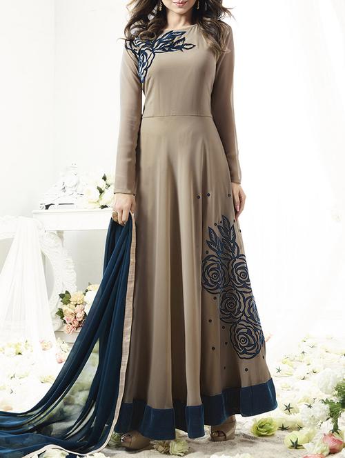 grey flared suit semi-stitched suit - 14455289 - Very Small Image - 1