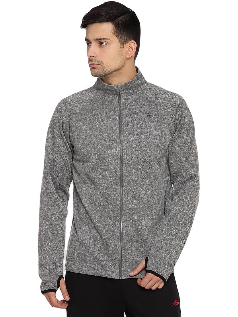 grey solid casual jacket - 14455566 - Zoom Image - 1