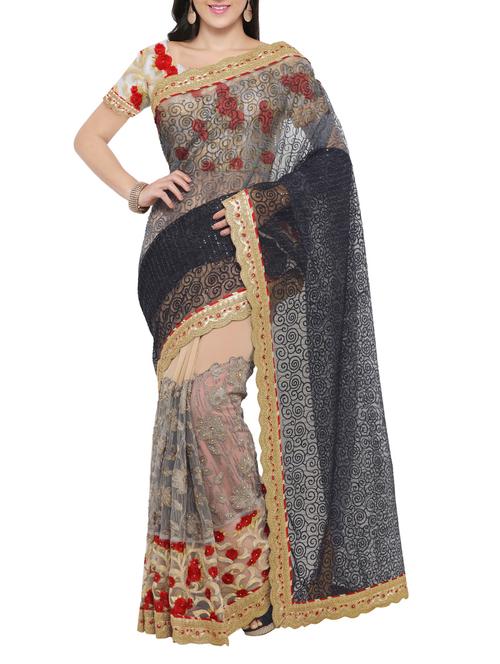 Multicolored embroidered saree - 14455628 - Very Small Image - 1